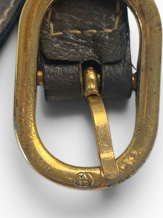 Vintage Gucci Slim Dark Green Leather Belt Gold Buckle Italy – Extended Size main image 6